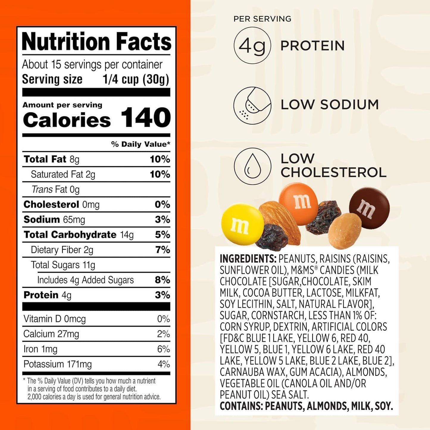 Snak Club Energizer Trail Mix with Roasted Salted Peanuts, Raisins, M&M’S Chocolate Candies, Roasted Almonds, Gluten-Free and Kosher Snack, 24 oz