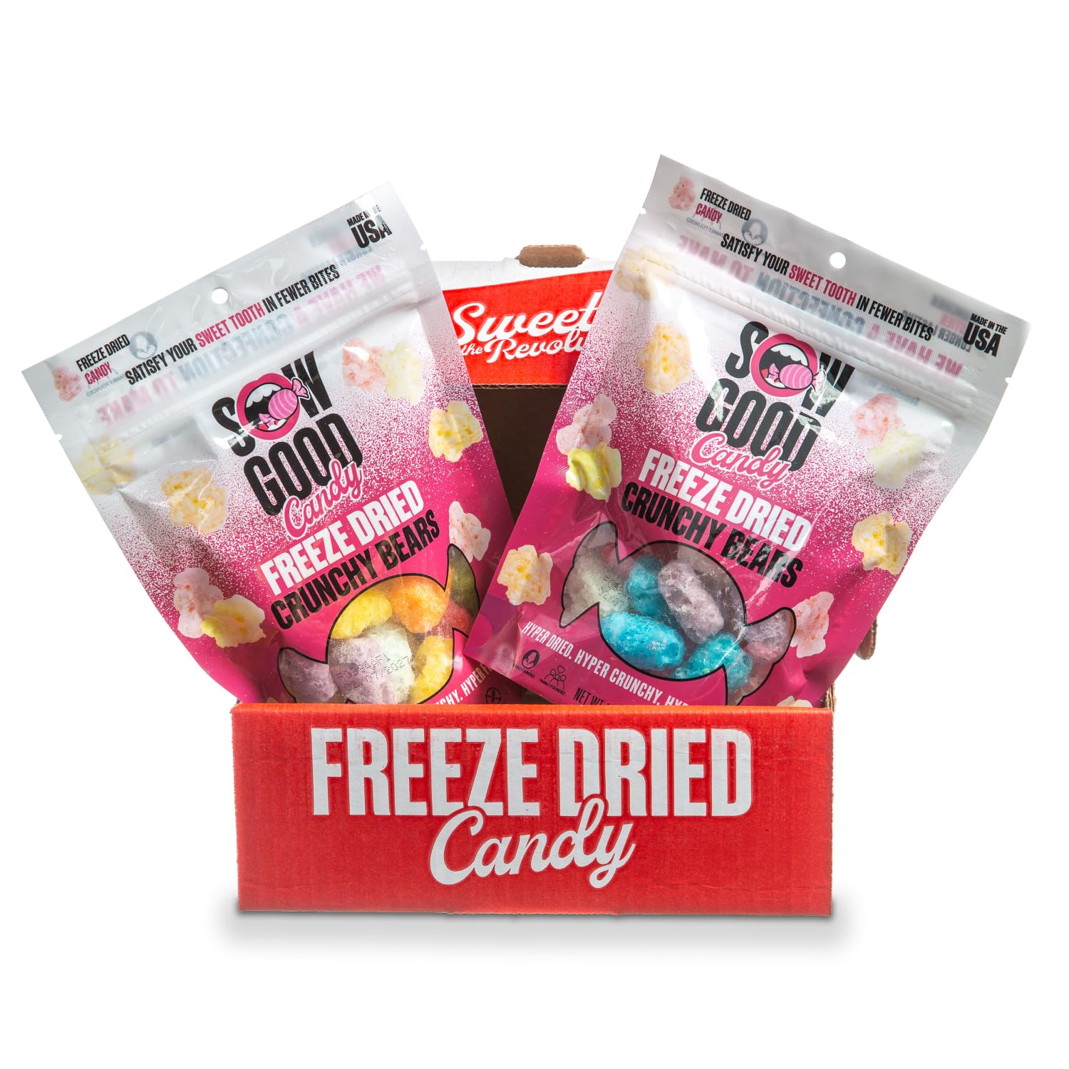Sow Good Freeze Dried Candy Crunchy Bears 2 Pack - Perfect for Snacking & Parties