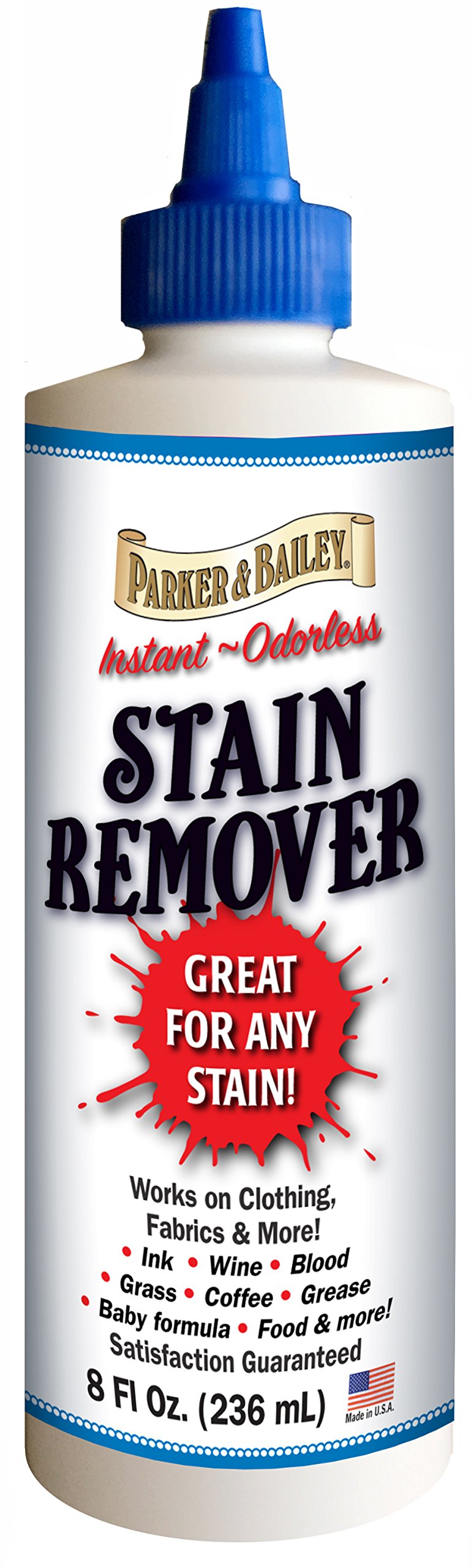 Parker & Bailey Liquid Stain Remover - Instant Stain Removal on Laundry Clothing Fabric Ink Grease Blood Grass Coffee Wine Food Carpet Upholstery Spot