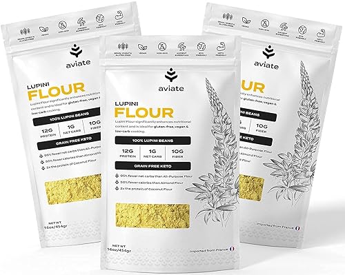 Aviate Lupini FLOUR - Keto & Vegan Friendly Superfood - Non-GMO, Gluten Free, Lupin Flour Keto, High Protein, Low Calorie & Low Carb - Rich in Dietary