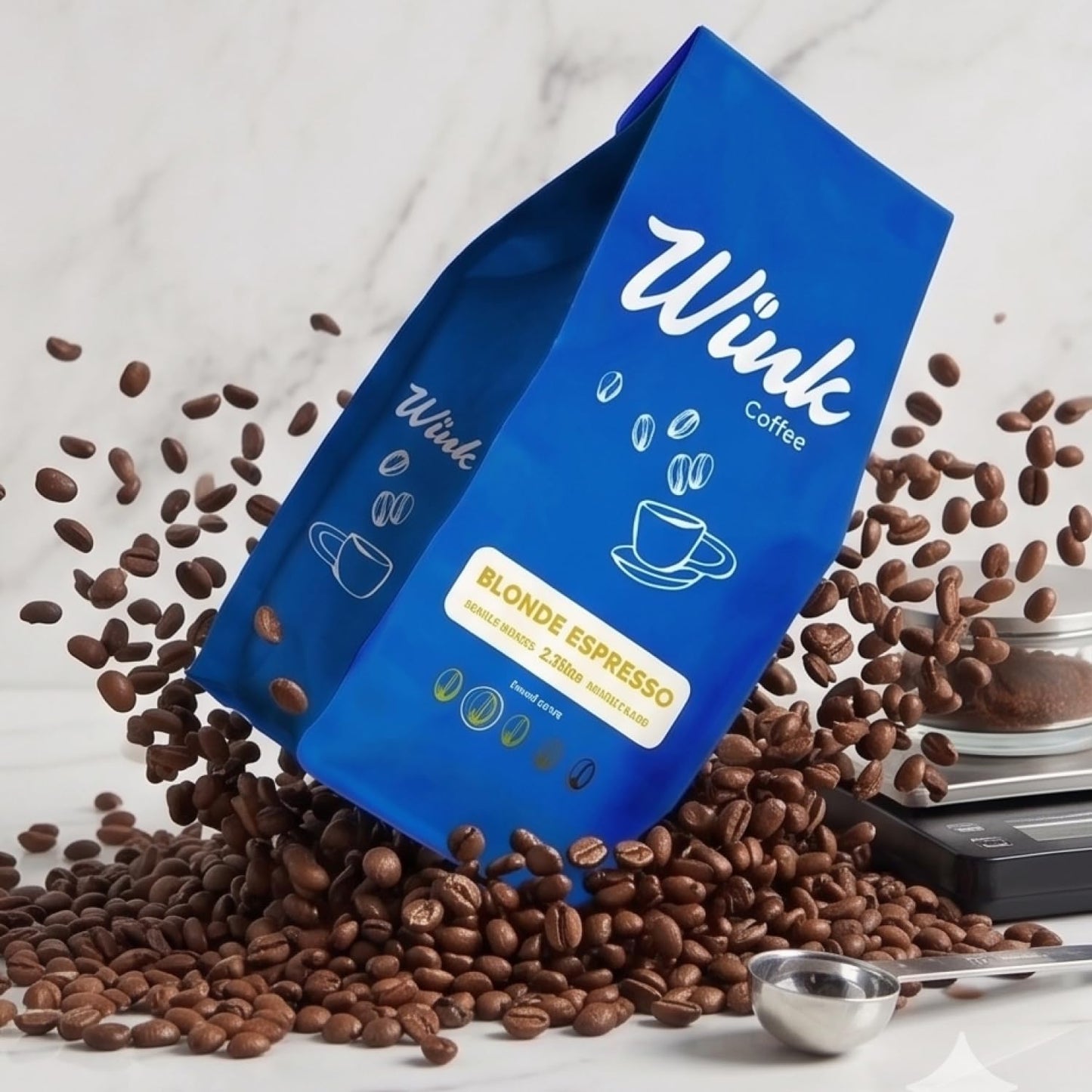 Wink Coffee Blonde Espresso Whole Bean Coffee, 2.2 lb Bag, Light Roast Coffee Beans, 100% Arabica, Single Origin, Gourmet, Small-Batch, Smooth