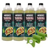 Herdez Taqueria Street Avocado Cilantro Sauce 9 oz Plastic Bottle 4 Pack + 1 Taco Stand by KOOL8SHOP Infinite Deals