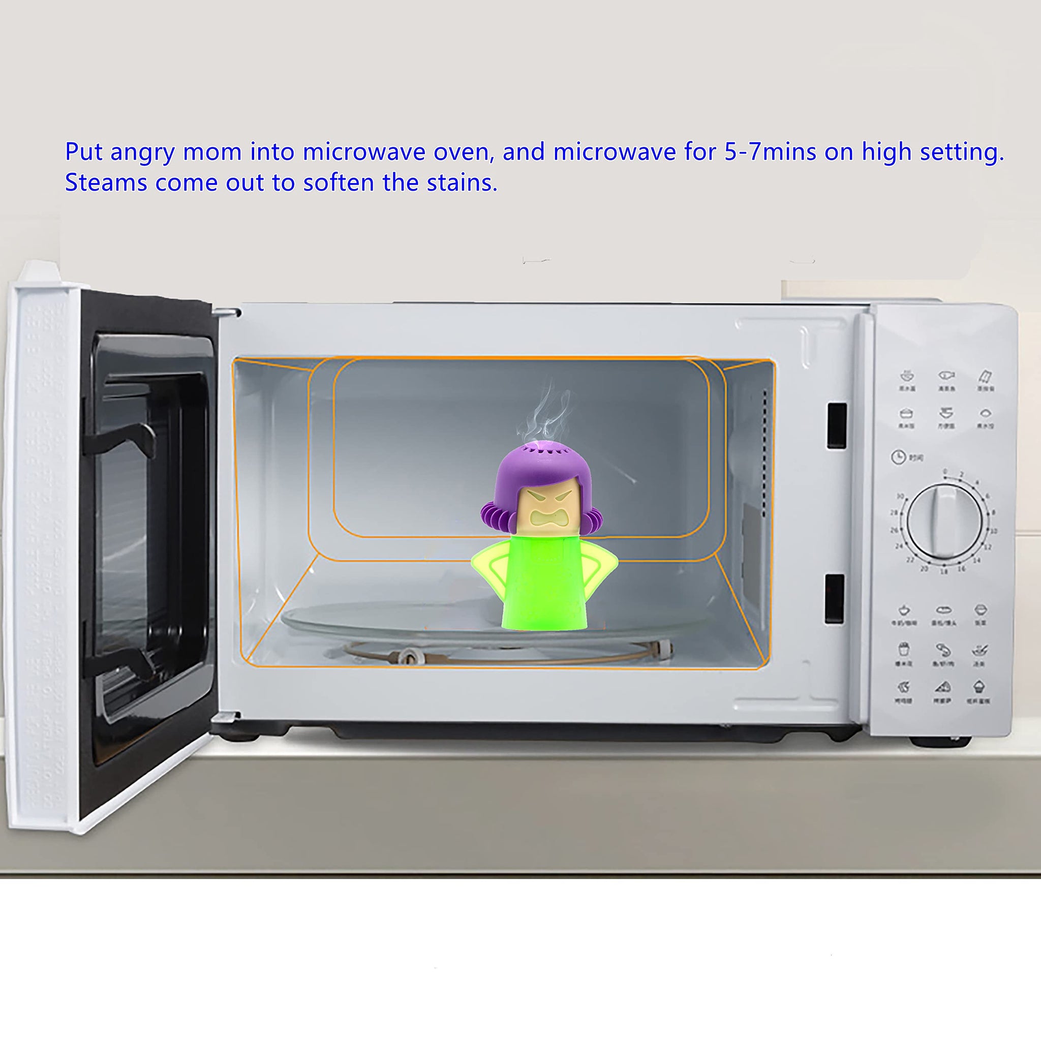 ZPCTECHGO Microwave Steam Cleaner Angry Mom, Steamer Cleaning with Vinegar and Water, Angry Mum Microwave Oven Cleaner for Kitchen Office Chemical