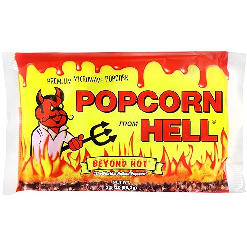 Popcorn from Hell 6 Bags - Ultimate Spicy GARLIC Gourmet Popcorn Gift - Makes a Great Movie Theater Popcorn or Snack Food for Movie Night