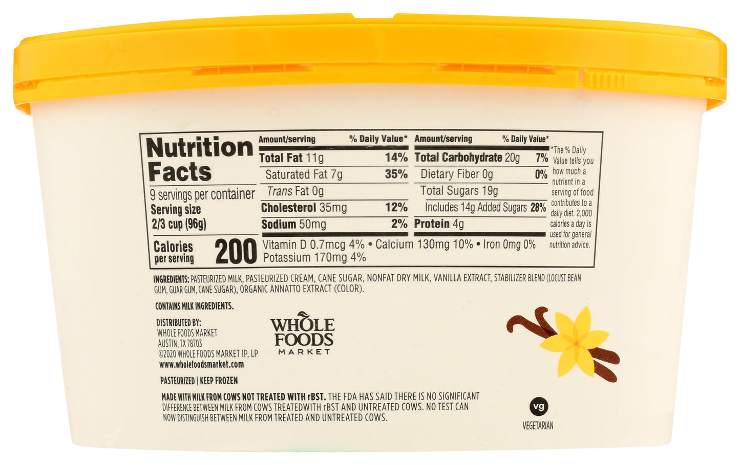 365 by Whole Foods Market, Vanilla Ice Cream, 48 oz (Frozen)