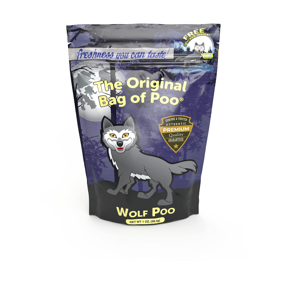 The Original Bag of Poo®, Wolf Poo (Vanilla Flavor Cotton Candy) Novelty Poop Gag Gift. Free sticker inside.