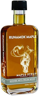 Runamok Pecan Wood Smoked Maple Syrup Organic - Authentic & Real Vermont Maple Syrup | Pure Strong Flavor | Great for BBQ, Broiled Salmon