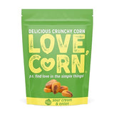 LOVE CORN Sour Cream & Onion - Crunchy Roasted Corn Snack, Gluten Free, Non-GMO, Zero Sugar, Vegan, Plant Based - Alternative to Chips, Nuts