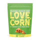 LOVE CORN Sour Cream & Onion - Crunchy Roasted Corn Snack, Gluten Free, Non-GMO, Zero Sugar, Vegan, Plant Based - Alternative to Chips, Nuts