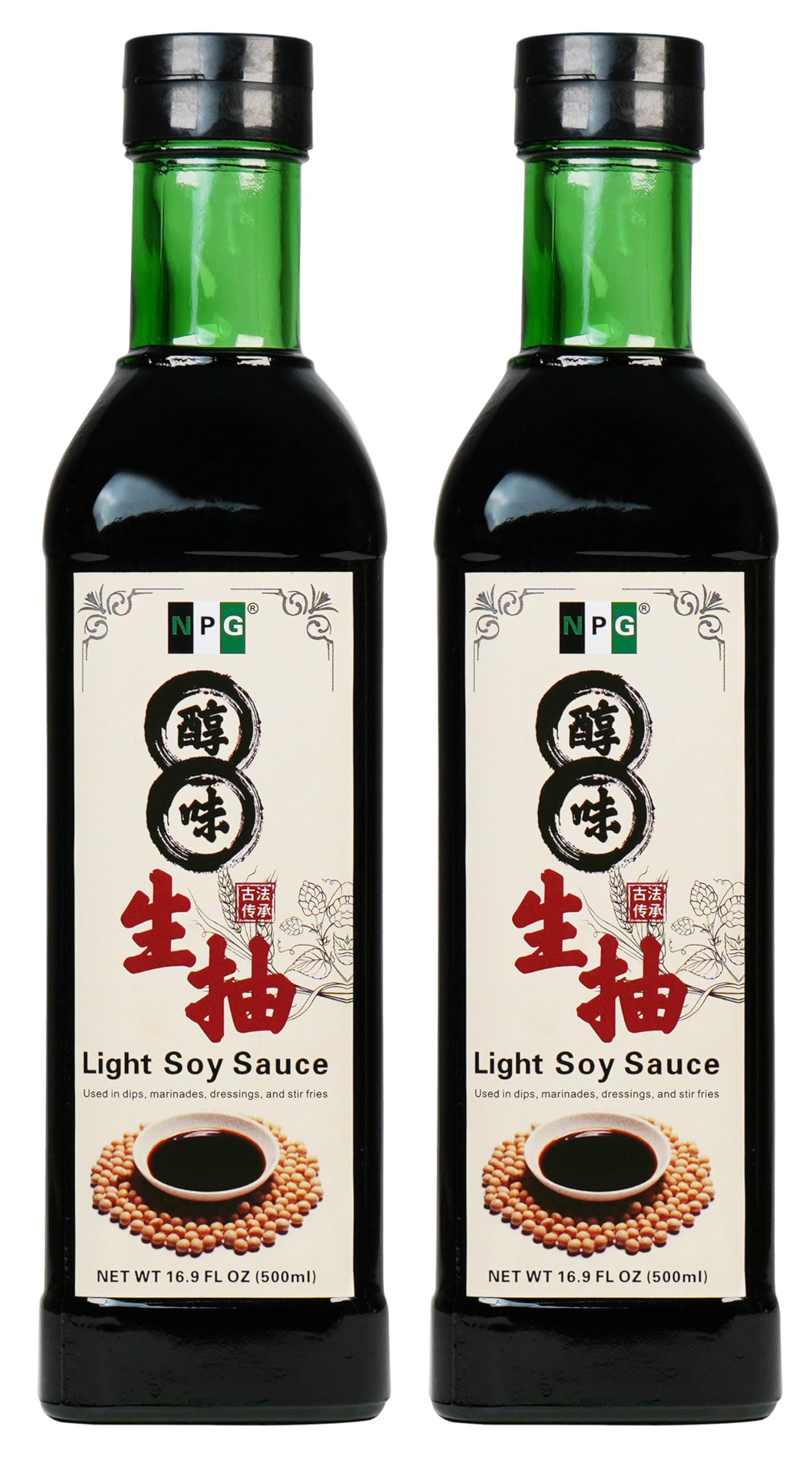 NPG Light Soy Sauce 16.9 fl oz (Pack of 2), All Purpose Asian Seasoning