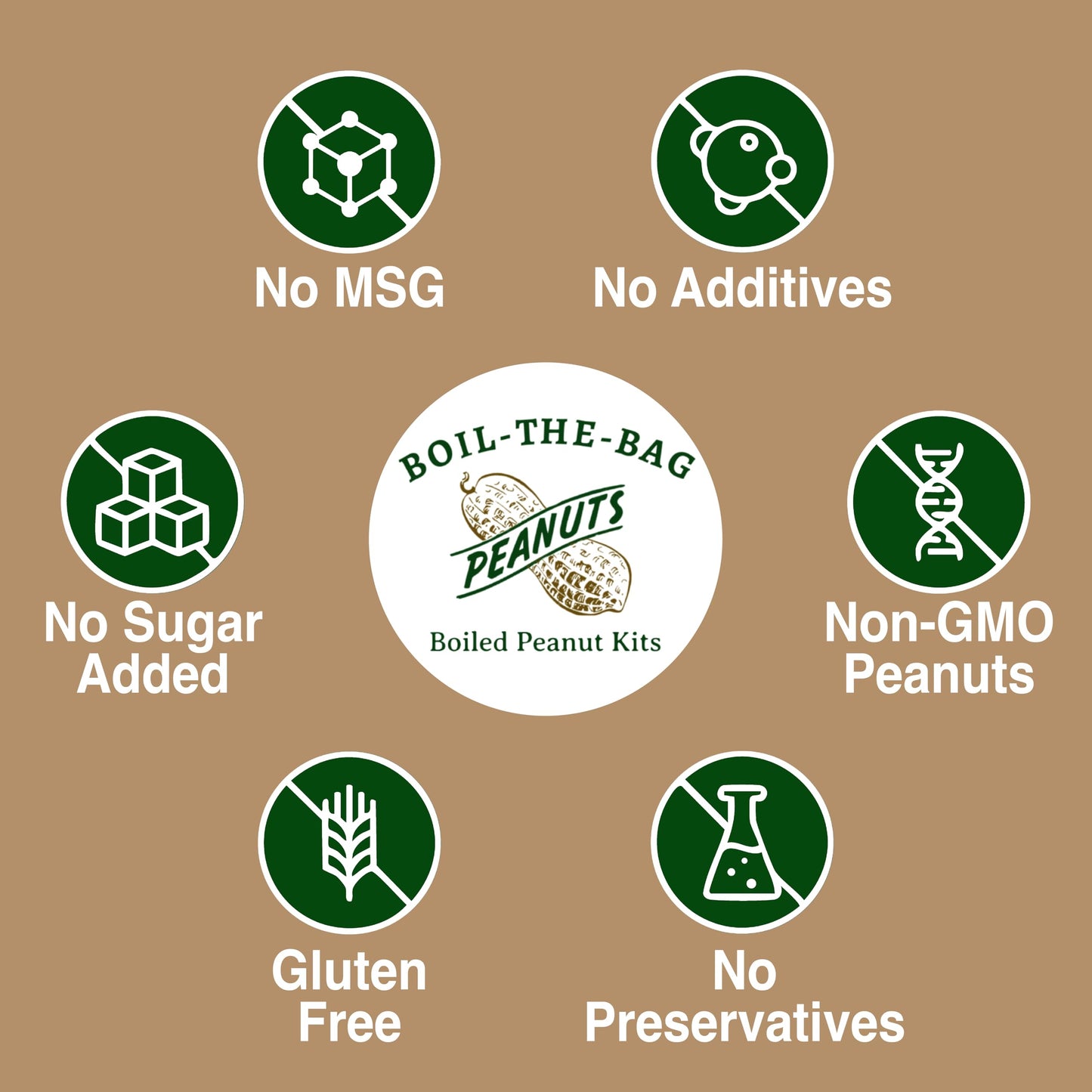 Boiled Peanuts Kit | Contains Premium In Shell Peanuts, Salt, and Unique Seasoning Blend in a Muslin Cooking Bag | 4 Kits of Garlic Onion Flavor