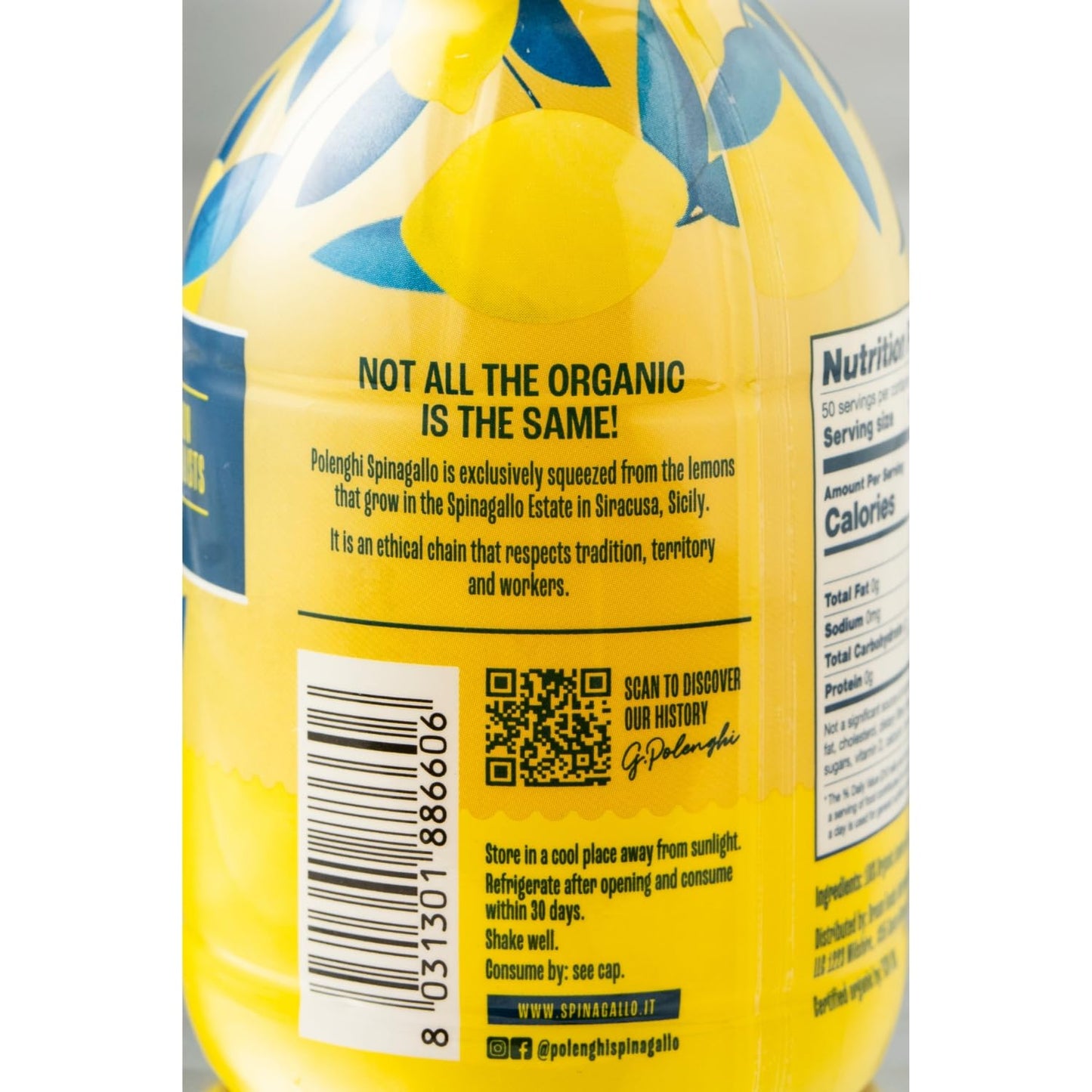 Polenghi Spinagallo Organic Sicilian Lemon Juice - 100% Pure, Hand-Harvested Femminello Siracusano Lemons from Syracuse, Sicily - Ethical