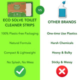 Eco Solve Toilet Bowl Cleaner Strips 60 Count, Unscented Eco-friendly, Non-toxic, Septic Safe, Removes Odors & Stains, Plastic-free, Natural Toilet