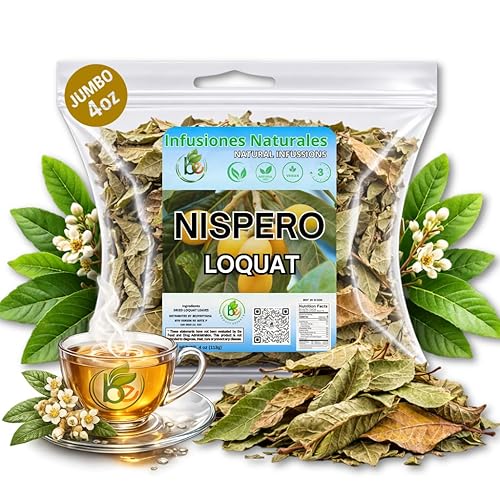Té de Hojas de Níspero (Loquat Leaf Tea) - 4 oz (113 g) - 100% Natural, Wildcrafted Herbal Loose Leaf Tea - Caffeine-Free, Vegan, Gluten-Free, Non-GMO