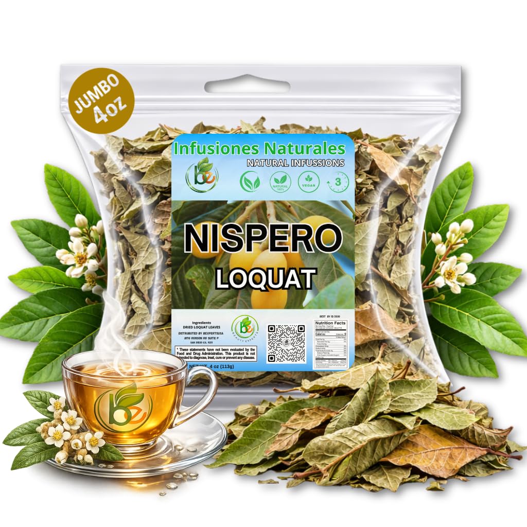 Té de Hojas de Níspero (Loquat Leaf Tea) - 4 oz (113 g) - 100% Natural, Wildcrafted Herbal Loose Leaf Tea - Caffeine-Free, Vegan, Gluten-Free, Non-GMO