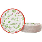 Juvale 80-Pack Holly Berries Christmas Paper Plates - 9 Inches Decorative Paper Plates, Christmas Decorations for Holiday Parties & Family Gatherings
