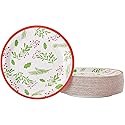 Juvale 80-Pack Holly Berries Christmas Paper Plates - 9 Inches Decorative Paper Plates, Christmas Decorations for Holiday Parties & Family Gatherings
