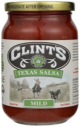 Clint’s Texas Salsa, Mild, 16 Ounce - Fresh Chunky Tomato Salsa, Low Sodium & Gluten Free, Authentic Texas Style Dip for Chips, Tacos, Nachos