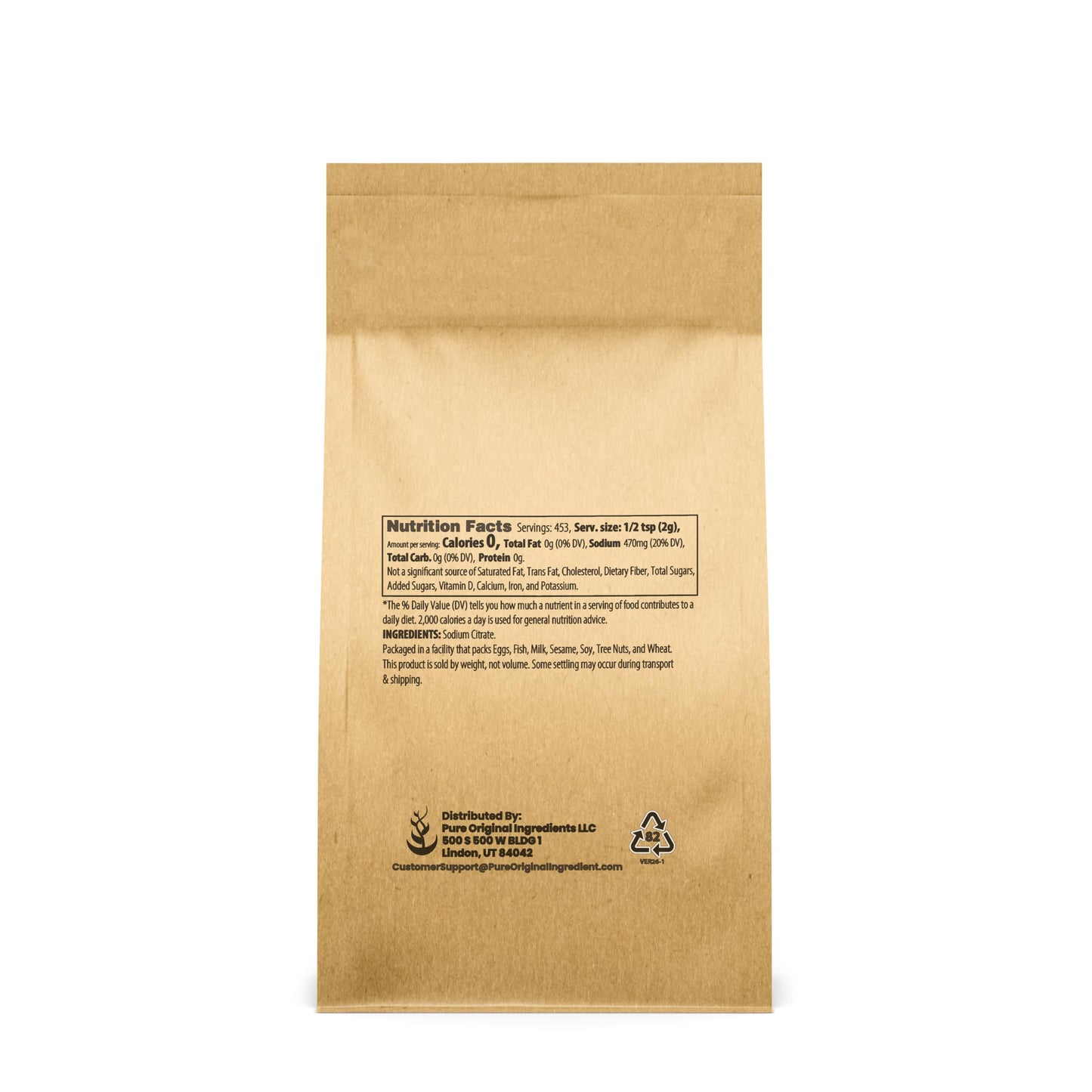 Pure Original Ingredients Sodium Citrate (2 lb) Ingredient, Emulsifier, Preservative