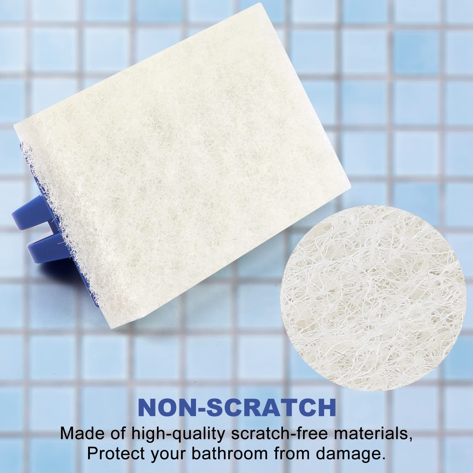 Handled Bath Scrubber, Bathroom Scouring Pad, Heavy Duty Cleaning Sponge Scrub Brush, Non-Scratch Remove Soap Scum, for Cleaning Shower Tile Bathtube