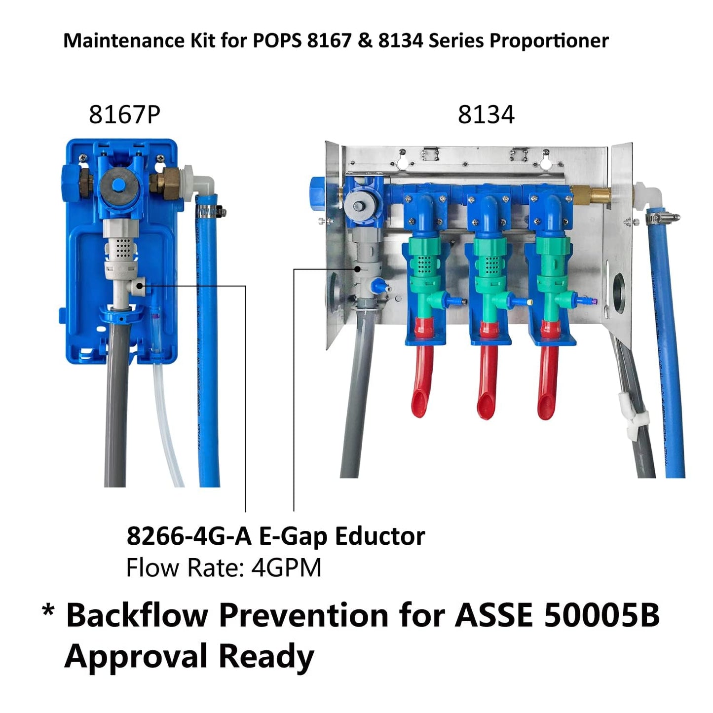 Maintenance Accessory Kit, Single Mop Bucket Proportioner Chemical Dispenser, fit POPS 8167 & 8134 Series, PM8167