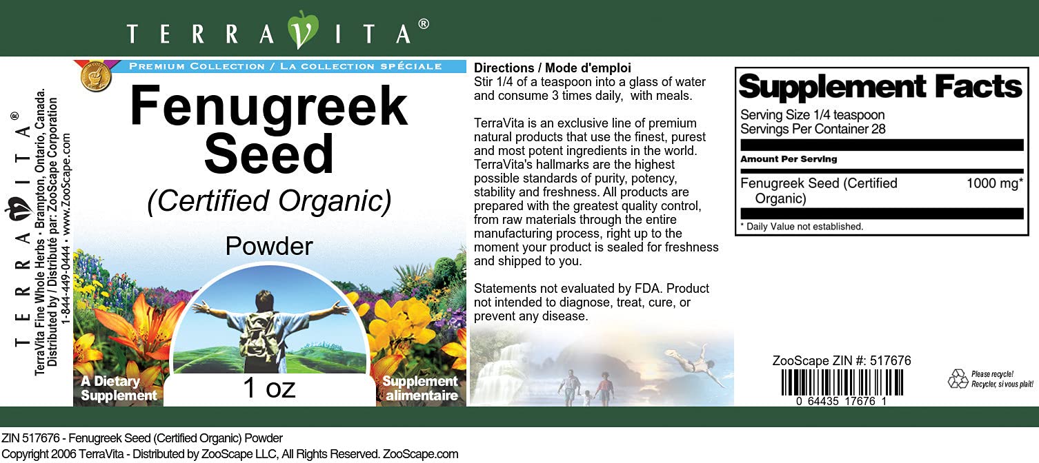 Fenugreek Seed (Certified Organic) Powder (1 oz, ZIN: 517676) - 3 Pack