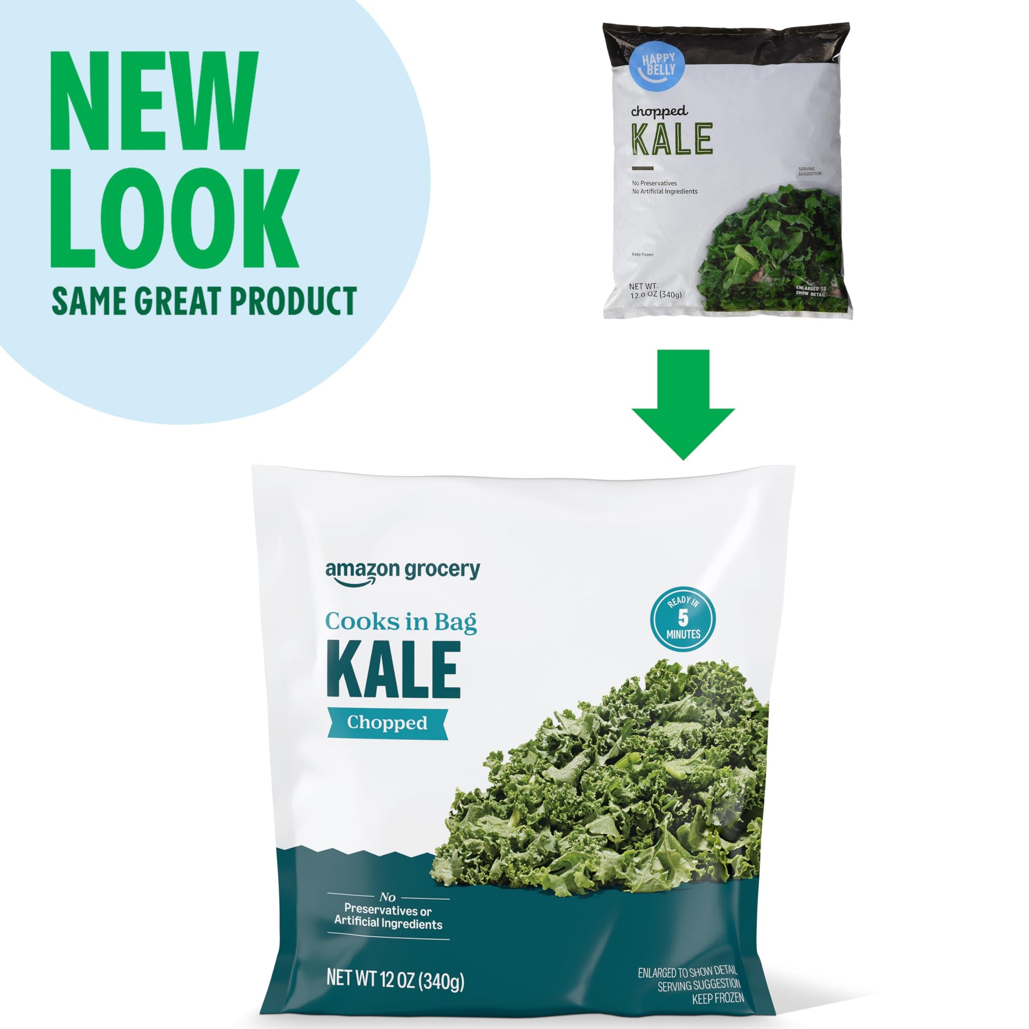 Amazon Grocery, Chopped Kale, 12 Oz, Frozen