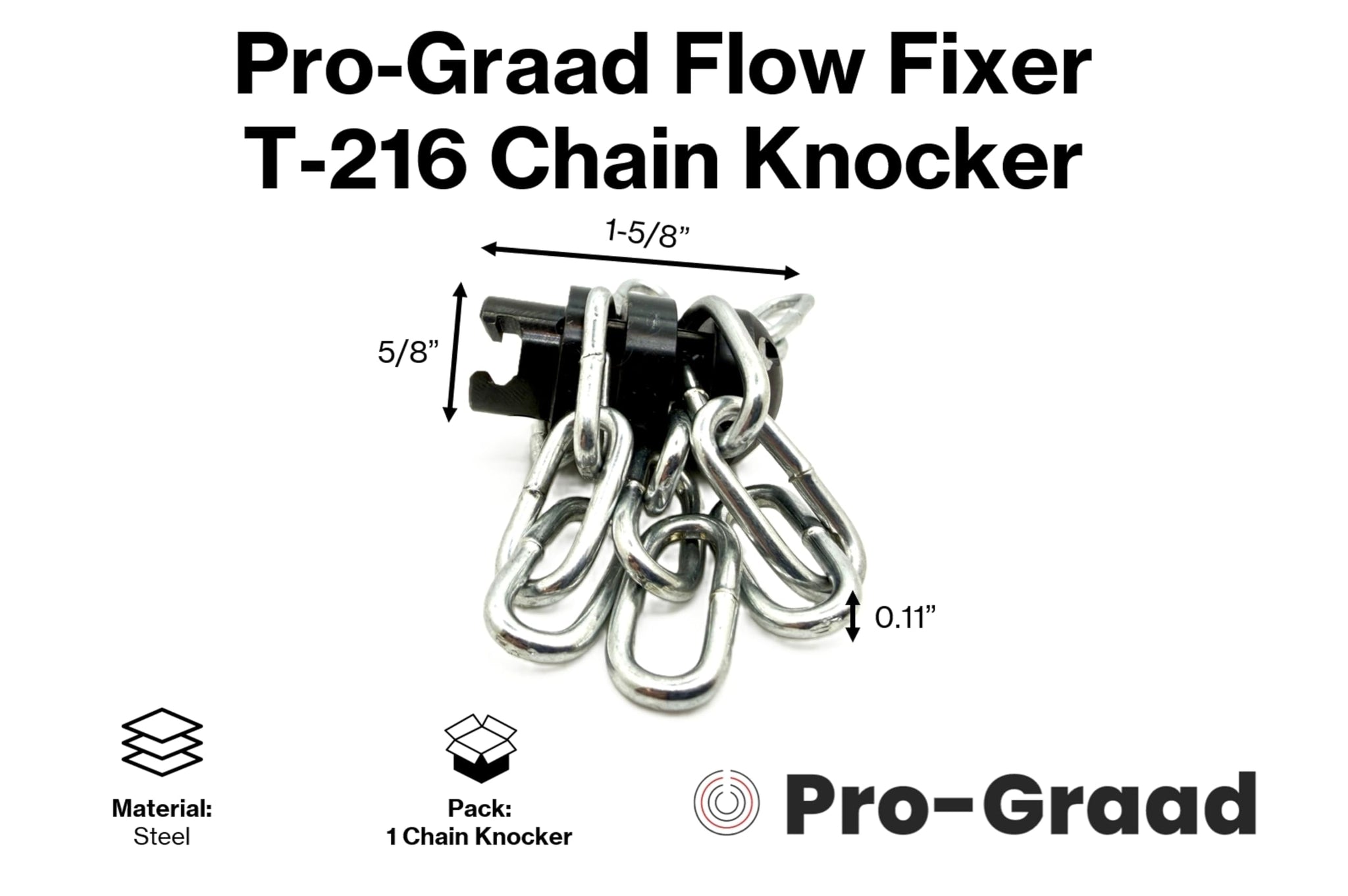 Pro-Graad FlowFixer T-216 2" Chain Knocker Drain Cleaning Head | Heavy Scale Removal | Compatible Fit RIDGID K-50 K-400 K-3800 | C-4 C-6 C-7 C-8 C-9