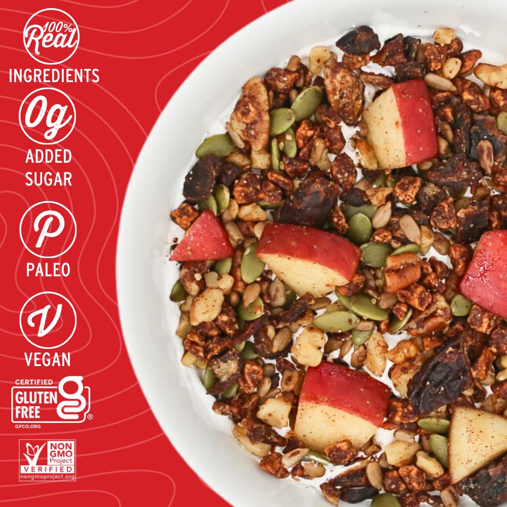 Wildway Keto Granola | Apple Cinnamon | Grain-Free, Certified Gluten-Free Cereal | Vegan, Low Carb | No Sugar Added | Paleo-Friendly | Non-GMO Fruit