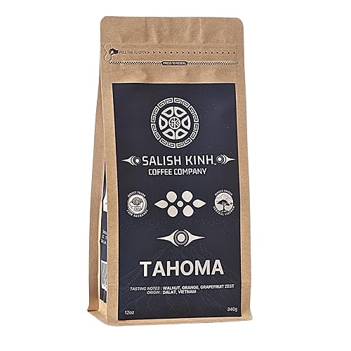 SALISH KINH Whole Bean Coffee | Tahoma | 12 oz Bag | 100% Arabica | Medium Roast | Specialty Grade | Single Origin | Direct Trade | Indigenous