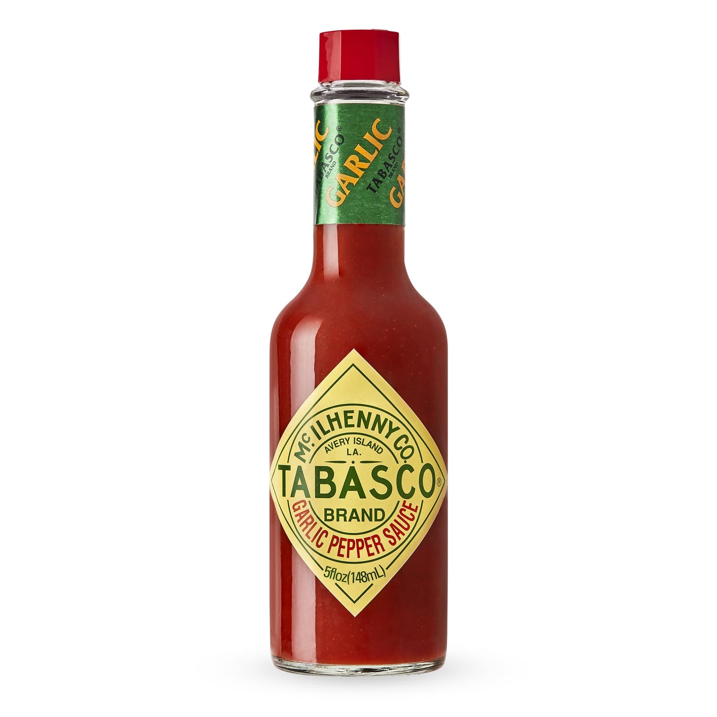 TABASCO® Brand Cayenne Garlic Pepper Sauce, Mild Hot Sauce, Glass Bottle, Smoky & Zesty Blend with Savory Garlic, Bold Flavor, Great for Italian