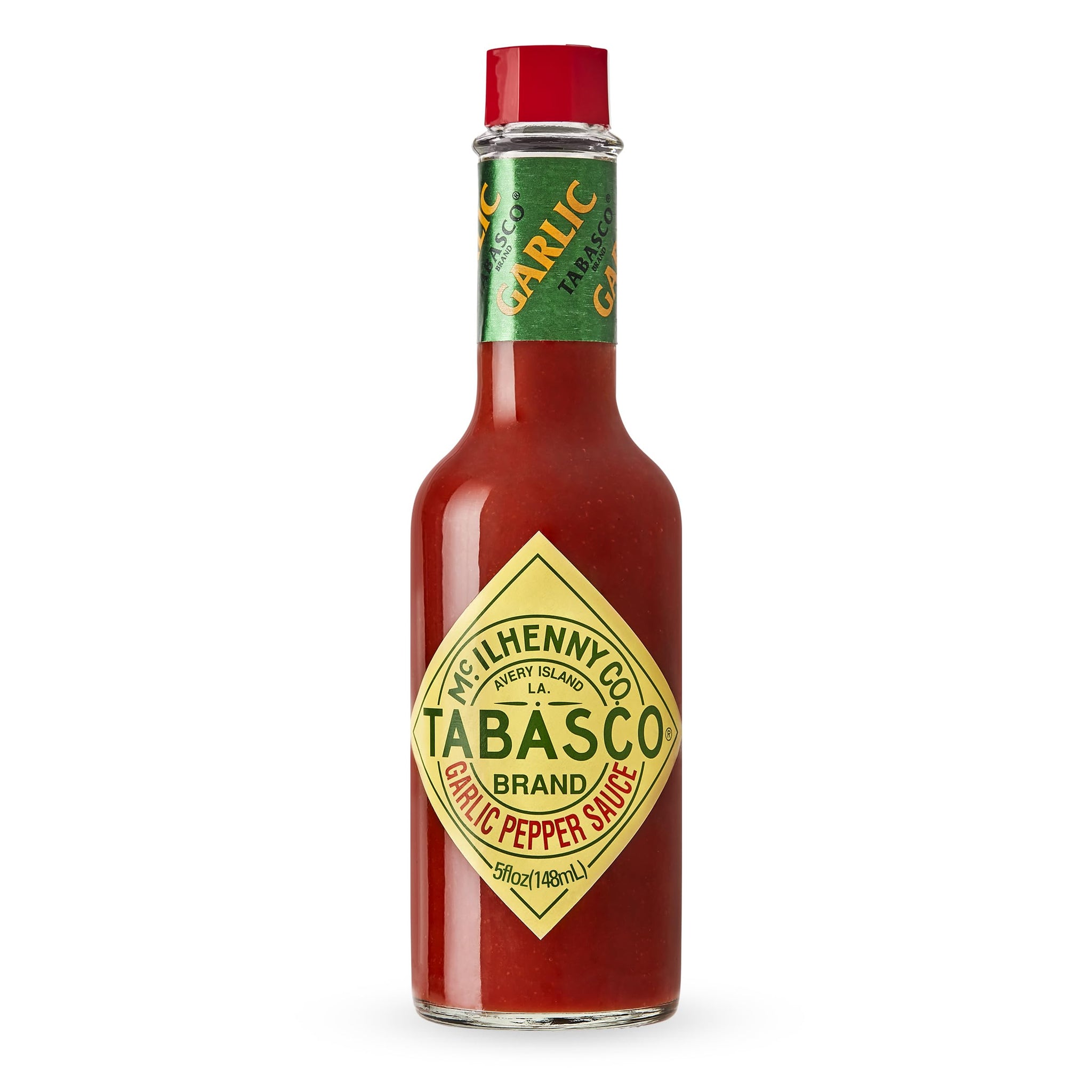 TABASCO® Brand Cayenne Garlic Pepper Sauce, Mild Hot Sauce, Glass Bottle, Smoky & Zesty Blend with Savory Garlic, Bold Flavor, Great for Italian
