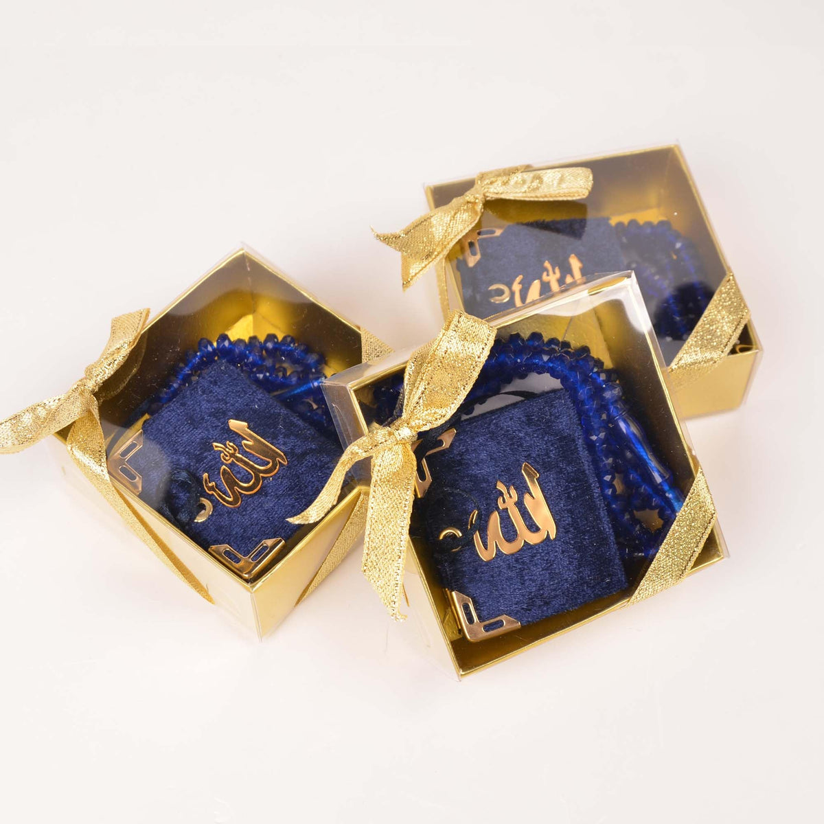 BABY SHOWER CHOCOLATE Set of 10 Islam Quran Tasbeeh Islamic Set | Holy Quran Prayer Beads Gift Box Favor (Dark Blue)