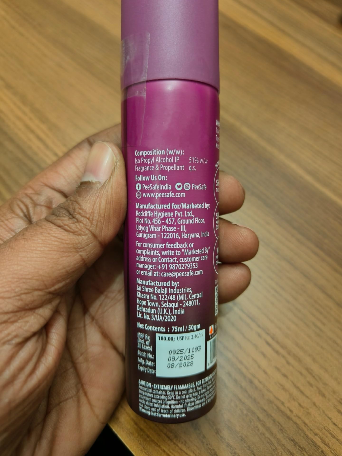 Pee Safe Lavender Scented Spray for Toilet Seats and Small Spaces, Travel-Size Bathroom Mist, 75ml (2.54 Fl Oz)
