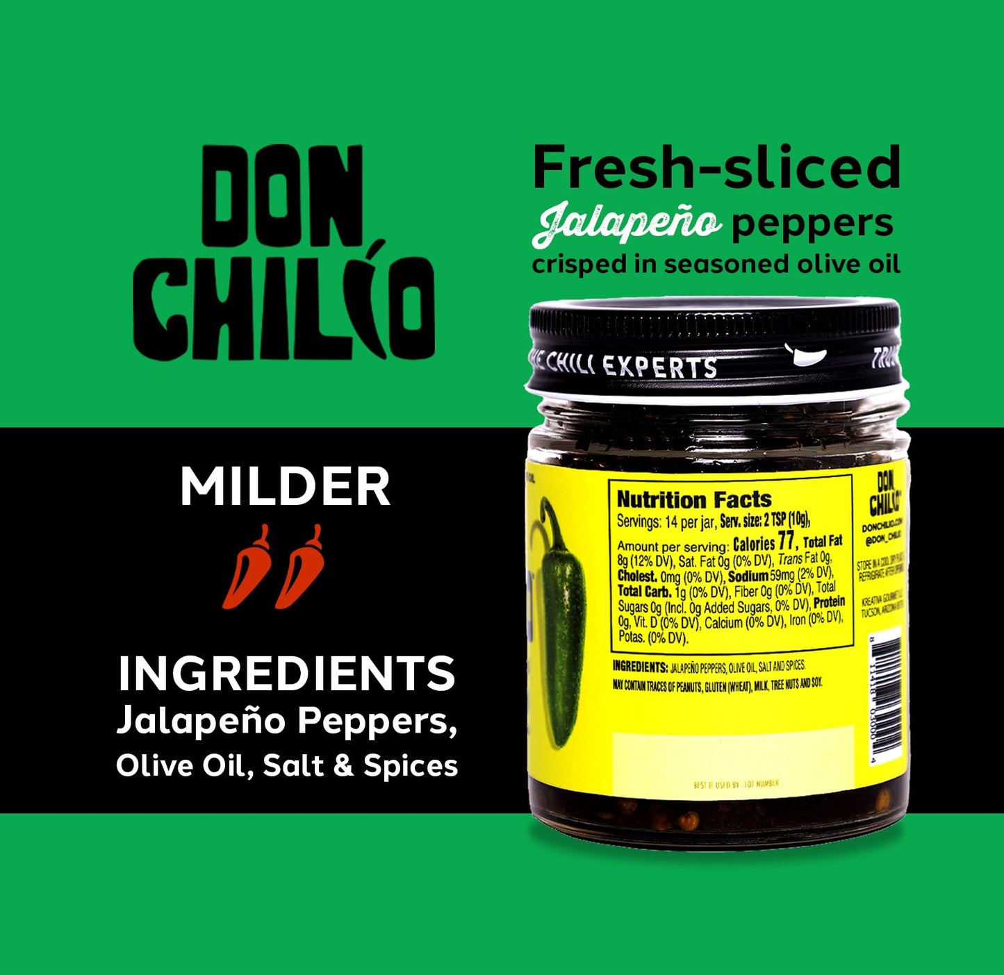 Don Chilio Mexican Chile Crisp Variety Bundle, 5 oz., 3 Pack - Crunchy Sliced Habanero, Jalapenos & Serrano Fried Chili Peppers in Hot Seasoned 100%