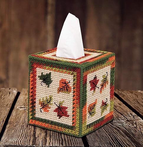 Mary Maxim Fall Leaves Tissue Box Cover