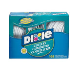 Dixie CM168 Combo Pack, Tray w/White Plastic Utensils, 56 Forks, 56 Knives, 56 Spoons