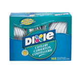 Dixie CM168 Combo Pack, Tray w/White Plastic Utensils, 56 Forks, 56 Knives, 56 Spoons