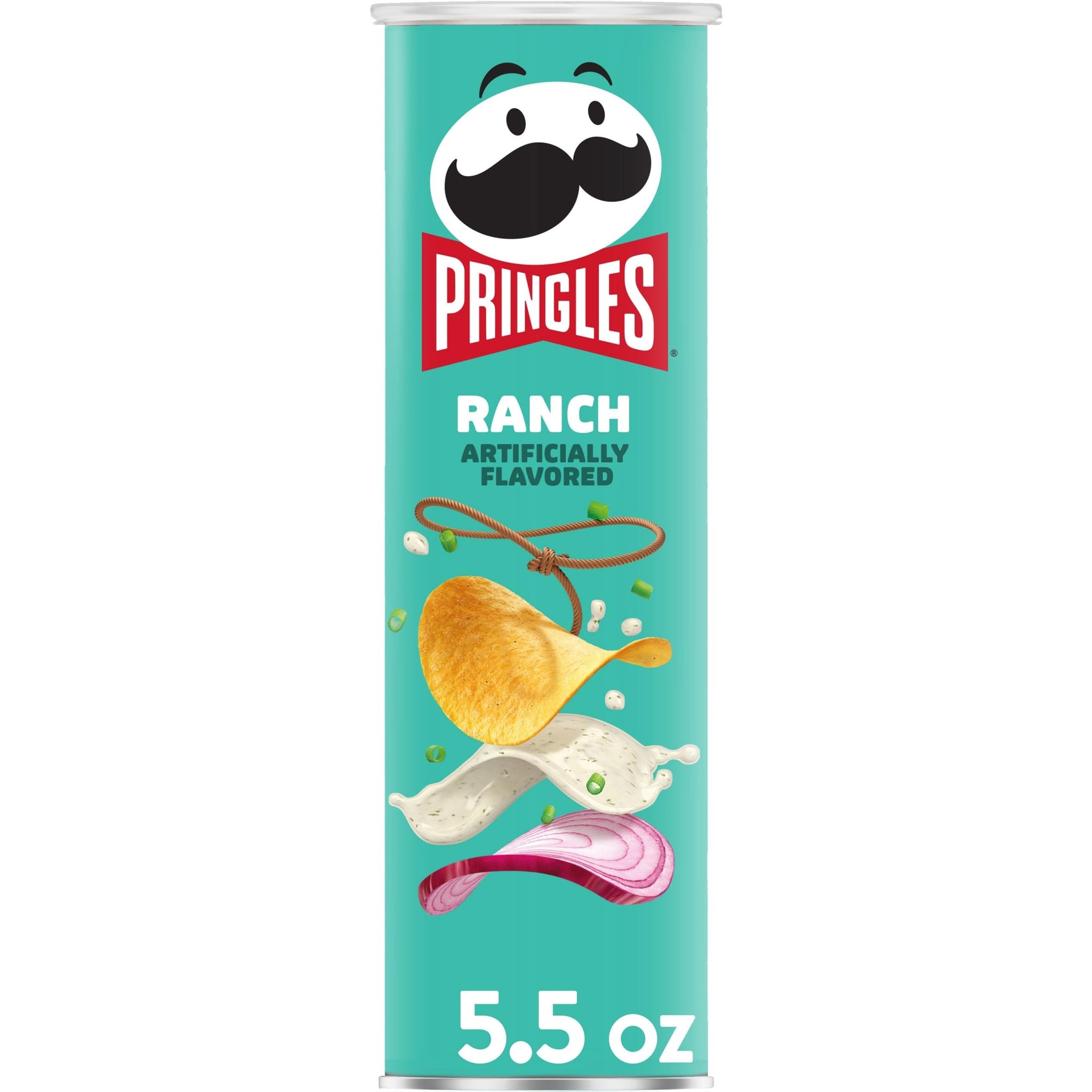 Pringles Potato Crisps Chips, Lunch Snacks, On-The-Go Snacks, Ranch, 5.5oz Can (1 Can)