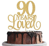 90 Years Loved Cheers to 90th Anniversary, Gold Glitter Birthday Party Favor Supplies