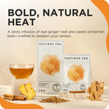 Tastings Tea Cinnamon Ginger Loose Leaf, 8 oz | Winter Warming Herbal Spice Blend for a Seasonal Brew | Natural Antioxidants for Wellness | Small