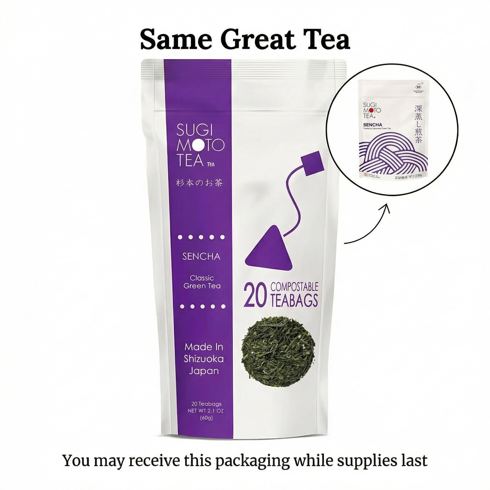 SUGIMOTO TEA Japanese Green Tea Sencha Fukamushi Tea Bags 20 Count Pack of 3