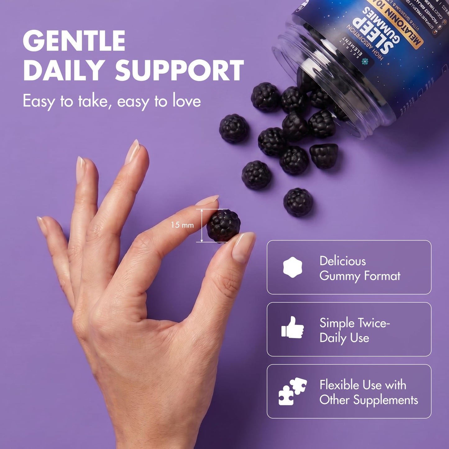 Raspberry Gummies Melatonin 10mg, Magnesium & L-Theanine- Vegan, Non-GMO, Sugar Free