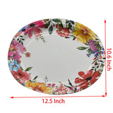 SMYAXUNW 20pcs 12.6" Large Oval Disposable Paper Plates, Floral Design, Party Supplies, Dinner Plates for All Occasions
