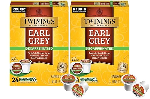 Twinings of London Naturally Decaffeinated Earl Grey Tea 24-Count K-Cups (Pack of 2)