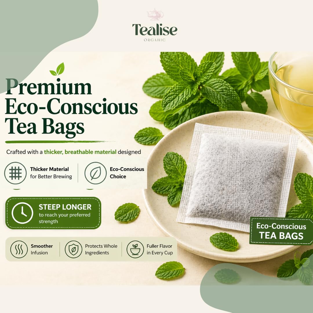 Organic Spearmint Tea Bags 100 Count - Spearmint Herbal Tea - Caffeine Free Mint Tea - Fresh, Smooth and Naturally Refreshing - Eco-Conscious