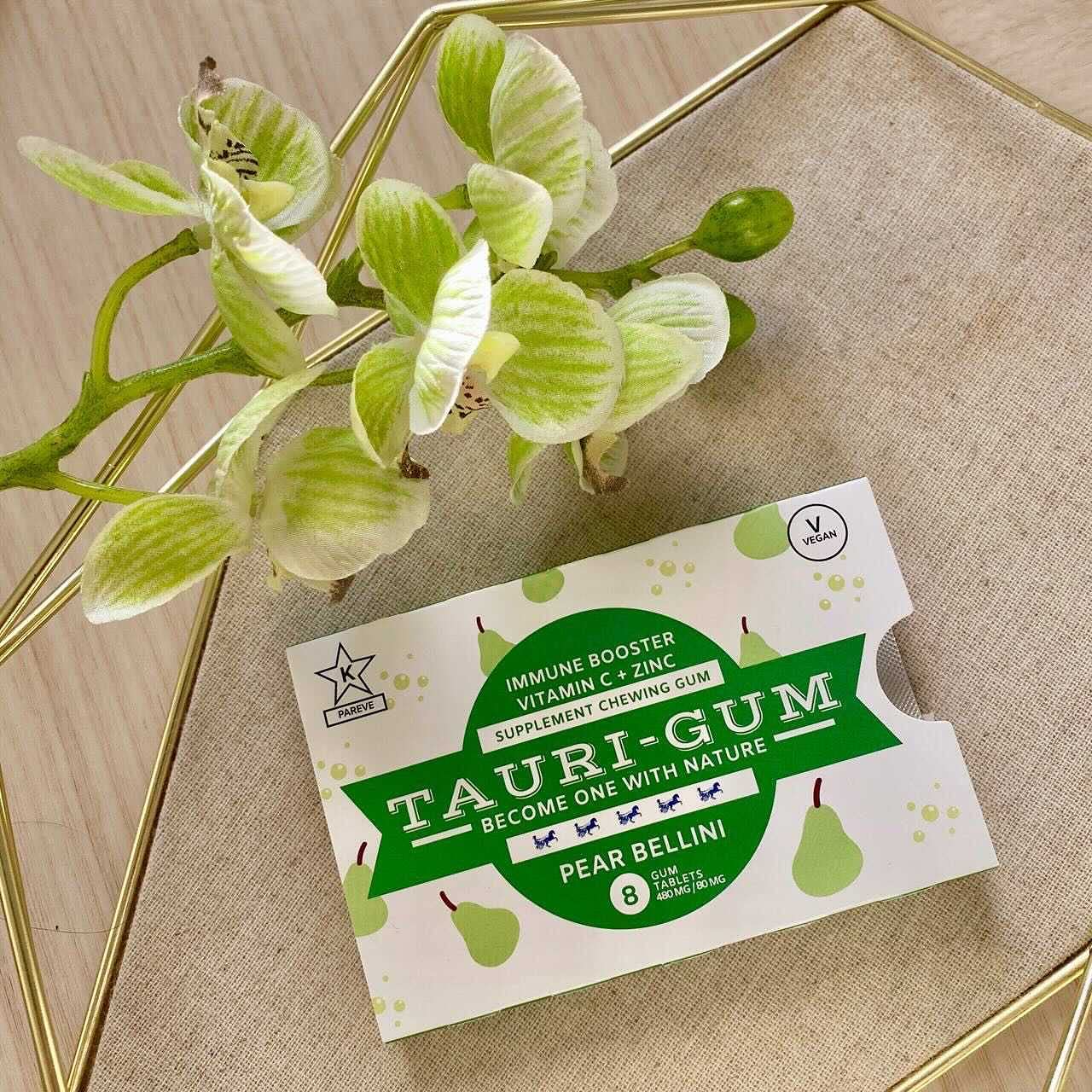 Tauri-Gum Pear Bellini | Zinc Chewing Gum, Immune Booster, Kosher | Vegan (Pack Of 1)