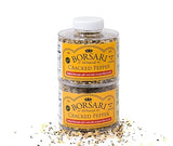Borsari Cracked Pepper Seasoning Blend 2-Shaker Gift Set - Fresh Cracked Black Pepper Seasoned Salt Blend with Garlic & Red Pepper Flakes - Gourmet