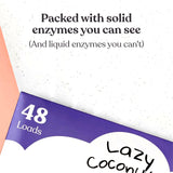 Lazy Coconuts Complete 5 Enzyme Laundry Detergent Strips - Unscented, 48 Loads - Sulfate Free Laundry Detergent With Solid And Liquid Enzymes - Fights