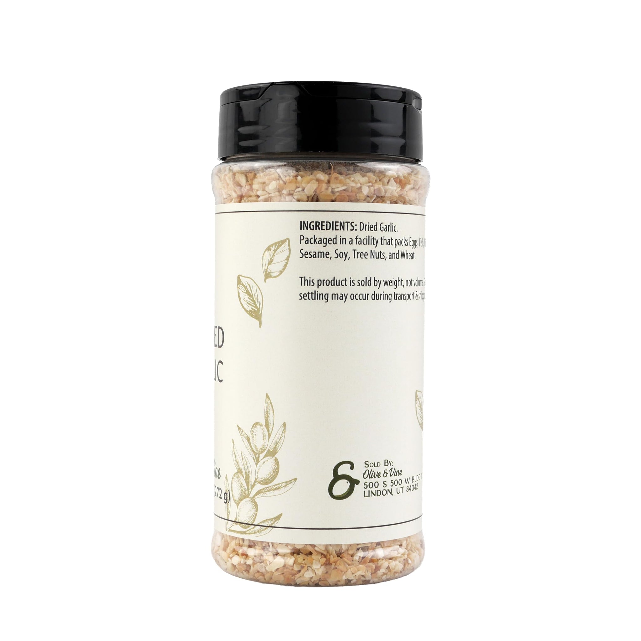 Olive & Vine Minced Dried Garlic, Bold Flavor, For Sauces & Marinades, Rich Tradition, Authentic Taste, For Global Recipes (9.6 Ounce)